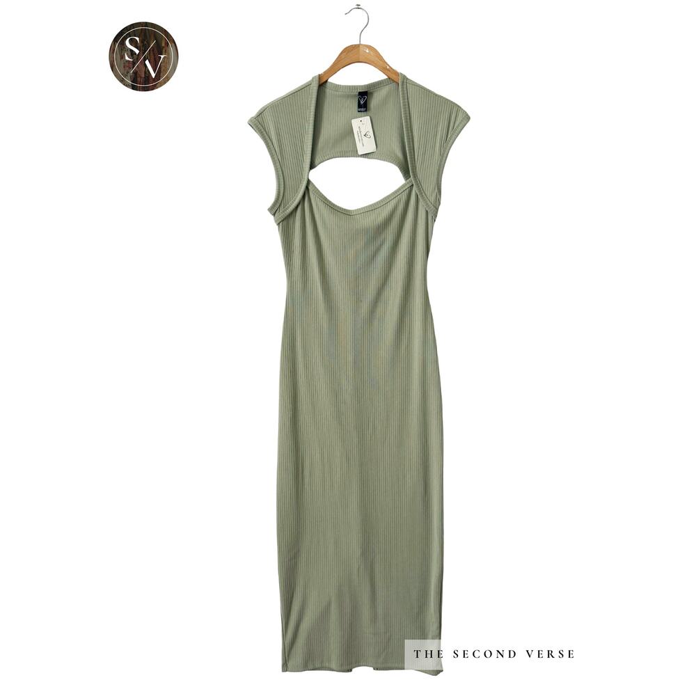 Windsor NWT Cute Ease Cap Sleeve Cutout Open Back Midi Dress Mint Green Large - Picture 3 of 8